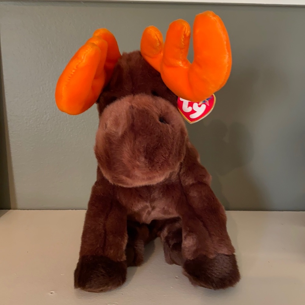 Large Ty chocolate the beanie buddy moose.